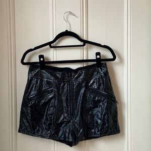 Black Pleather Sparkle Hot Shorts